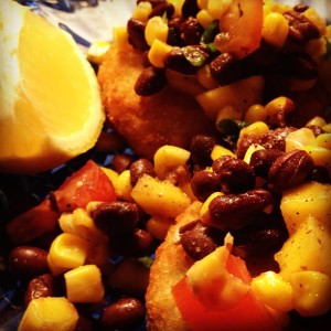 Crab Cakes with Black Bean and Mango Salsa
